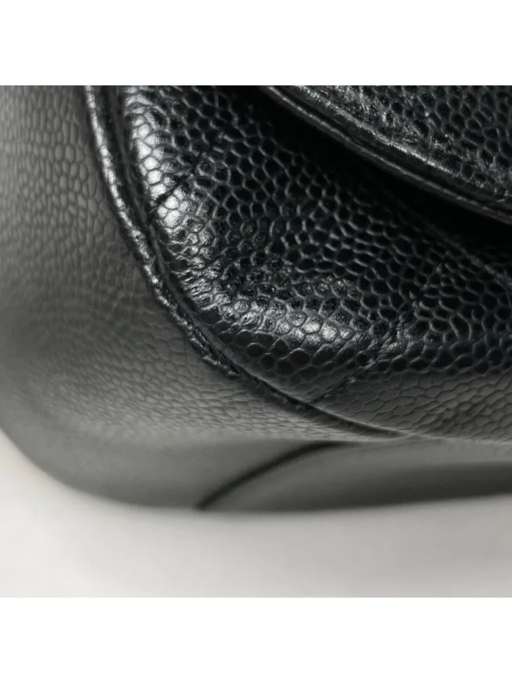 Chanel Shoulder Bag CC Logo Quilted Caviar Leather Black